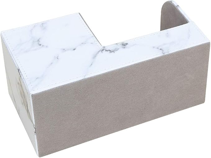 KINGFOM Desk Organizer Office Supplies Caddy Pu Leather Multi-function Storage Box Pen/Pencil,Cell phone, Business Name Cards Remote Control Holder Gray Marble