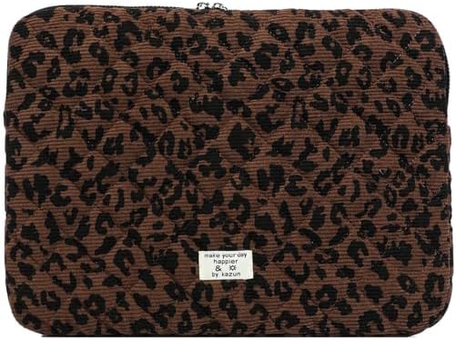 Leopard Puffy Laptop Sleeve 11,13,15 Inch Cheetah Print Quilted Laptop Case Protective Padded Computer Sleeve for MacBook