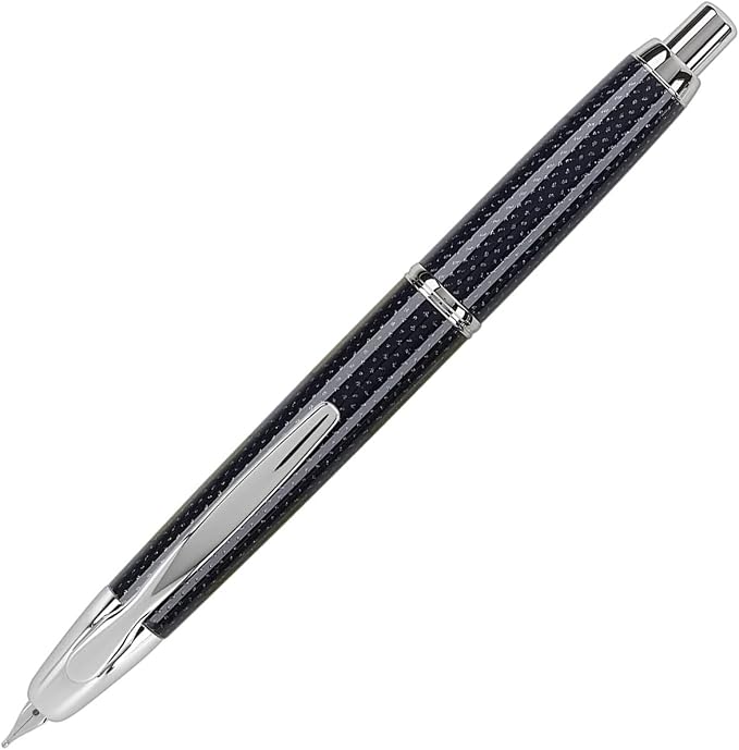 PILOT Vanishing Point Collection Retractable Fountain Pen, Blue Carbonesque with Rhodium Accents, Blue Ink, Fine Nib (60149)