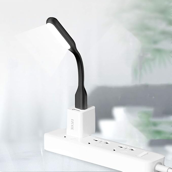 USB LED Light Lamp for Power Bank, Portable Eye Care Mini Night Light with Flexible Arm, USB Gooseneck Reading Lamps Book Light,Compatible for Desktop, Notebook Laptop (10-White)