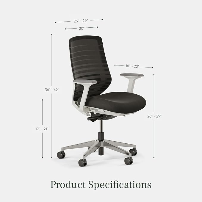 Branch Ergonomic Chair, Versatile Desk Chair with Adjustable Lumbar Support | Breathable Mesh Backrest and Smooth Wheels, Experience Optimal Comfort and Support, Black