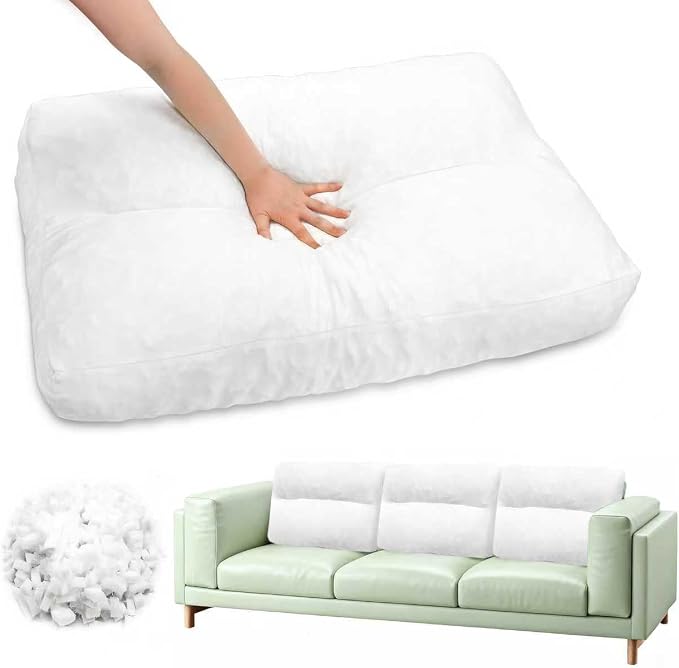 JZHLLA 3 PCS Shredded Foam Sofa Back Cushions Replacement Fluffy Memory Sponge Couch Pillow with Quilted Design 31x18x5 Inch Lumbar Support Pillow for Sofa Bed Floor