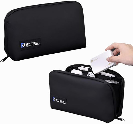 Electronics Organizer Bag, Travel Digital Storage Pouch for Cable, Cord, Earphone, USB Flash Drive, Power Bank, Hard Drive, Portable Tech Travel Case with Multi-Compartment (Black)