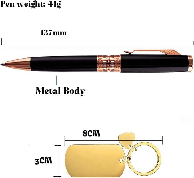 Yastar Personalized Ballpoint Pen with a custom Keychain, Gift Box 2 extra Black Ink Refills Engrave with Your Message Personal or Business Name on the Pens Perfect for Office Friends Employees