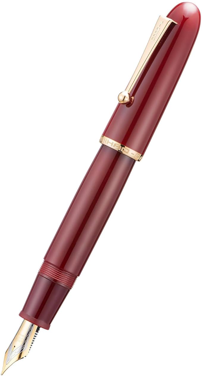 Jinhao 9019 DaDao Series Fountain Pen, Size 8 Extra Fine Nib with Large Ink Converter, Wine Red Acrylic Design Smooth Writing Pen (Gold Trim)