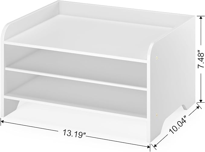 Bamboo File Organizer for Desk, Desktop Paper Tray and Mail Holder | Three open tiers keep A4/letter paper, folders, bills and mail sorted, visible and easy to reach while saving desk space