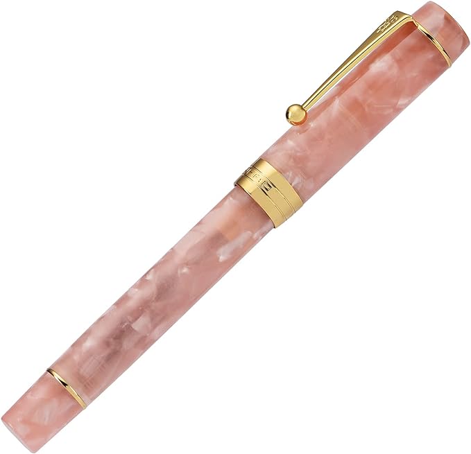 Jinhao 100 Fountain Pen Celluloid Classic Style, #6 Nib Smooth Writing Instrument with Refillable Converter and Pen Case Set