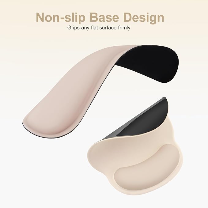 MOSISO Wrist Rest Support for Mouse Pad&Keyboard Set, Streamline Ergonomic Mousepad&Coaster Non-Slip Base Home/Office Pain Relief&Easy Typing Pad with Soft Cloth&Silicone Lining, Apricot