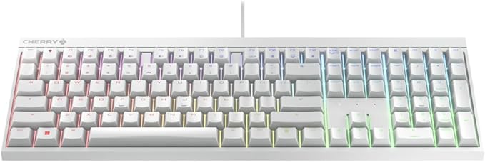 Cherry Xtfy MX 2.0S Wired Gaming Mechanical Keyboard with New MX2A Switches. (White, MX2A Blue)