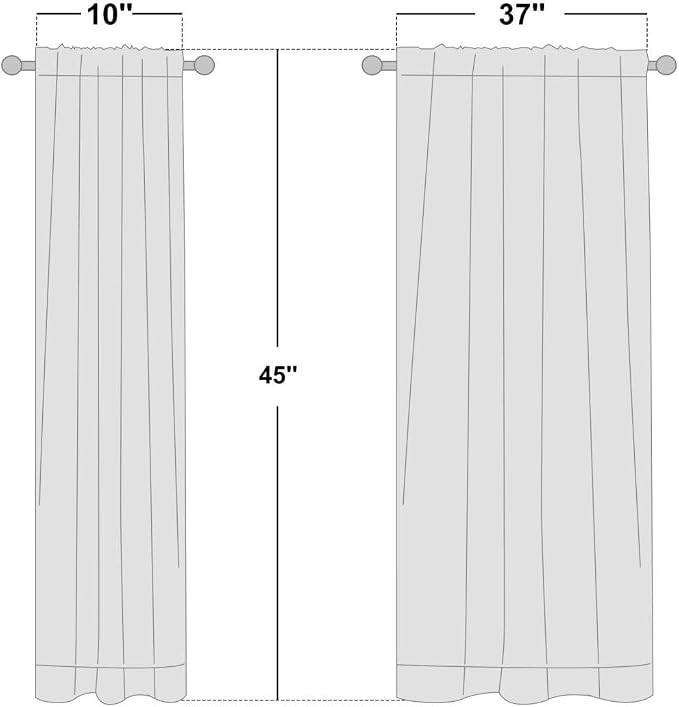 NICETOWN White 100% Blackout Curtains 45 inches Long for Kitchen, Rod Pocket Basement Window Treatment Thermal Insulated Lined Drapes for Small Window (1 Pair, 37 inches Width Each Panel)
