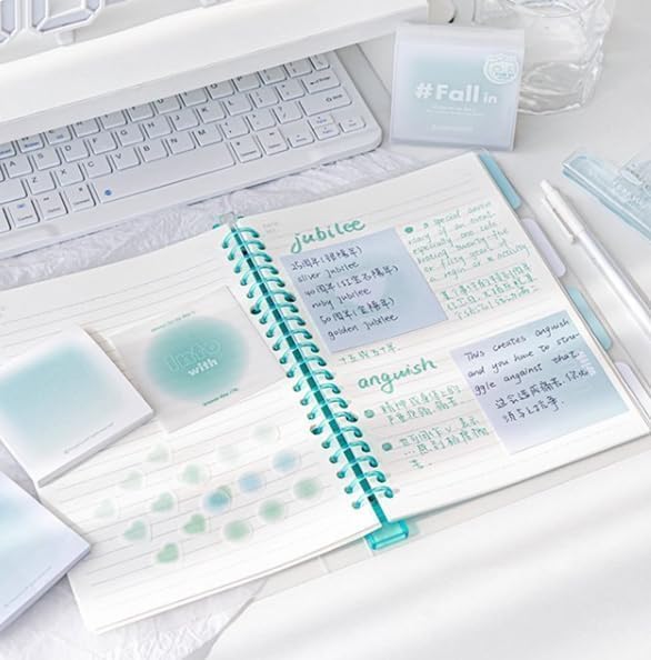 1 Box of Random Color Dreamy Gradient Colored Sticky Notes, Adhesive Mini Memo Pads, Holder for School Office Hospital,Self-Stick Aesthetic Notes,Kawaii Office Desk Supplies,Writing Pads
