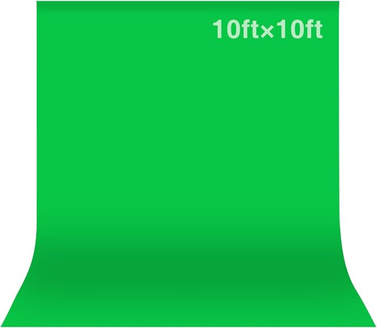 Green Screen Backdrop, 10x10 ft Photography Chromakey Greenscreen Background Sheet, Polyester Collapsible Green Backdrop Curtain for Streaming, Meeting, Photo Studio, Video Recording