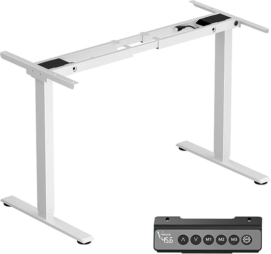 Dual Motor Standing Desk Frame, Height Adjustable Electric Desk Frame (27.5"–46.5"), 160 lbs Capacity, Quiet Sit Stand Desk with Memory Controller, Home Office Desk Frame White
