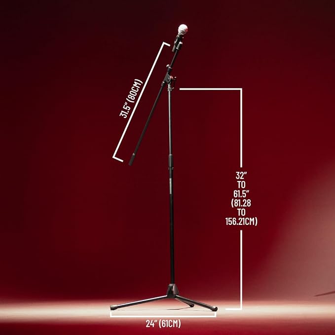 Gator Frameworks Rok-It Series Tripod Mic Stand Adjustable with 31.5" to 61.5" Height, Fully Collapsible for Convenient Travel (RI-MIC-520)