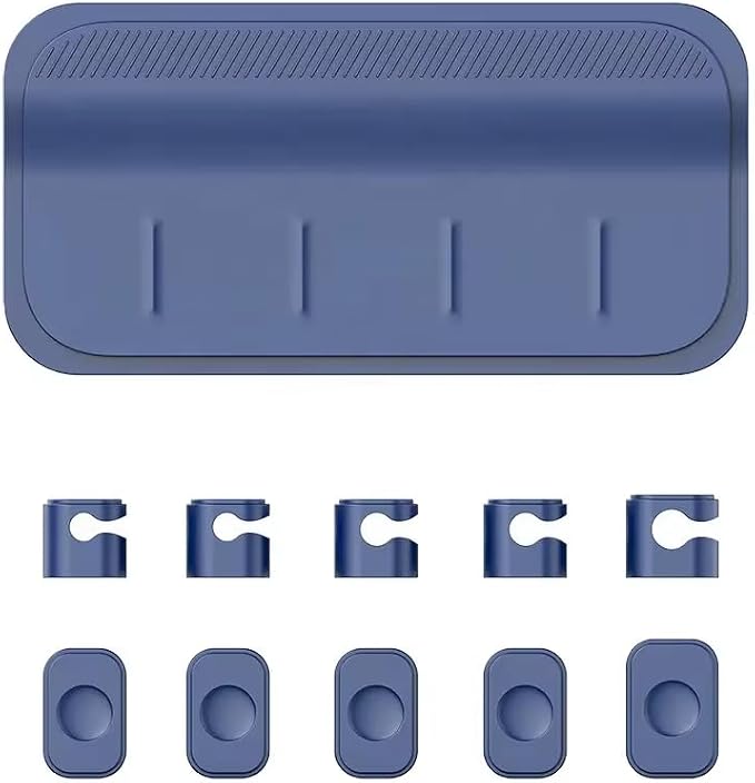 Magnetic Cable Organizer (Minimalist) | Premium Silicone Desktop Cord Management Set | Versatile Magnetic Clips for Home, Office & Workspace | Strong Adhesion, Tidy Desk Solution (Blue)