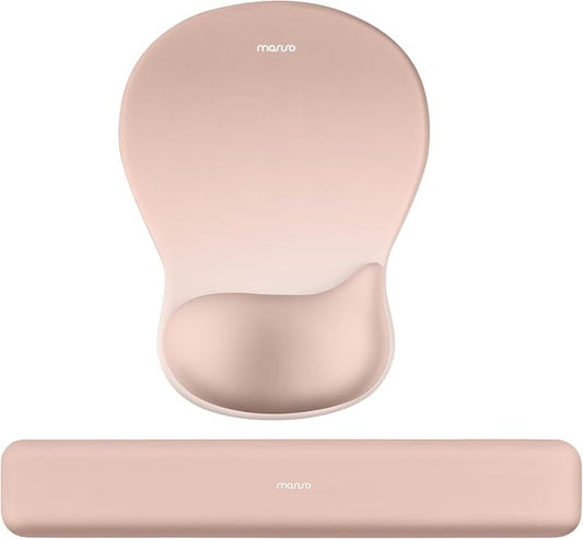 MOSISO Wrist Rest Support for Mouse Pad & Keyboard Set, Nude | Ergonomic Mousepad with Concave Curved Memory Foam, Non-Slip Base, Pain Relief, Comfortable Rectangular Easy Typing Pad
