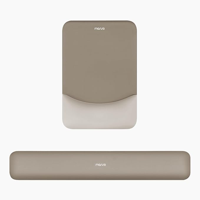 MOSISO Wrist Rest Support for Mouse Pad&Keyboard Set, Rectangular Ergonomic Mousepad Non-Slip Base Home/Office Pain Relief&Easy Typing Pad with Neoprene Cloth&Raised Silicone Lining, Bronze Brown