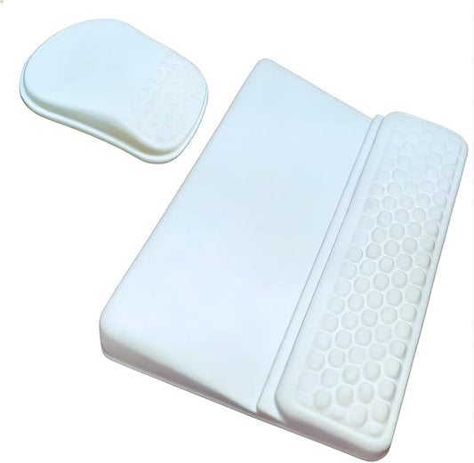 Keyboard Wrist Rest -Ergonomic Keyboard Stand with Wrist Rest- with Carpal Tunnel Pain Relief Massage Bumps and Full Memory Gel Design - Ideal Frequent Computer (White)