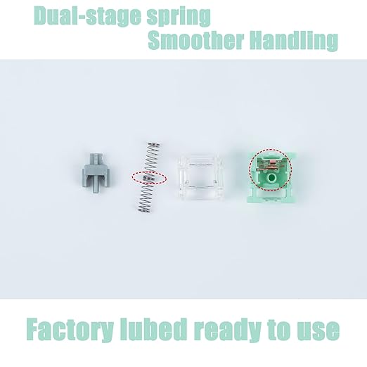 Gateron Jade Series Dual-Stage Spring Pre Lubed Switches Silver V3 Pro,3-Pin 45gf Linear/RGB/LED Switches for Mechanical Keyboard（Silver V3 Pro,36pcs）
