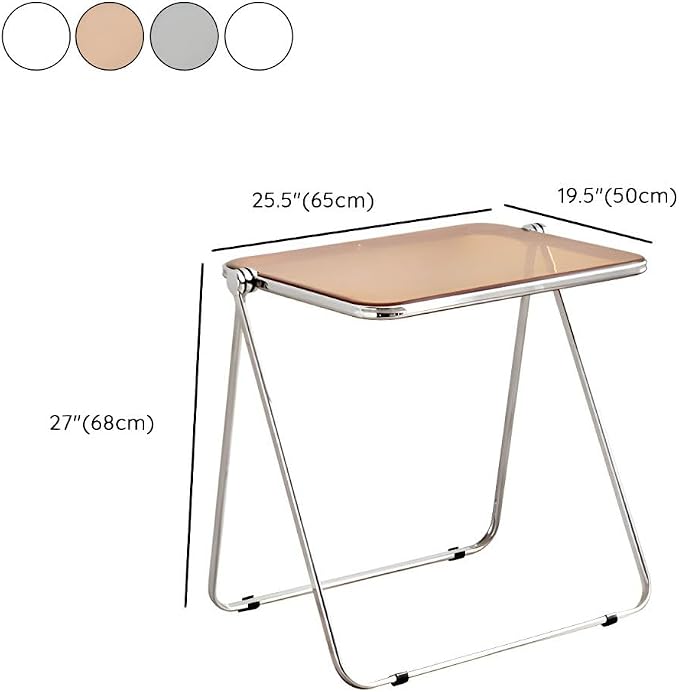 Compact Writing Desk Folding Design Collapsible Feature for Small Spaces Without Chairs Transparent Folding Table Acrylic Bedroom Balcony Table Portable Table Yellow 25.5" L x 19.5" W x 27" H