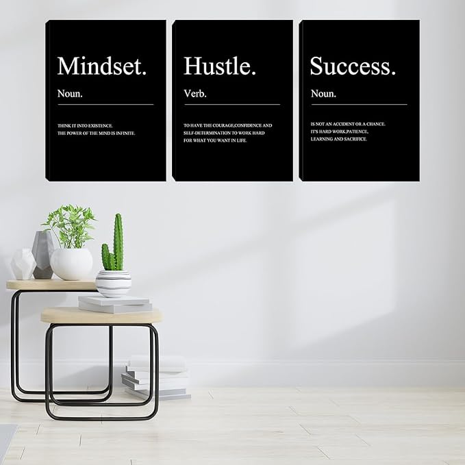 Motivational Wall Decor 3 Pieces Success Paintings Motivational Posters Prints Office Wall Decor Inspirational Canvas Wall Art Picture for Home Bedroom Living Room Decorations(36" Wx16 H)