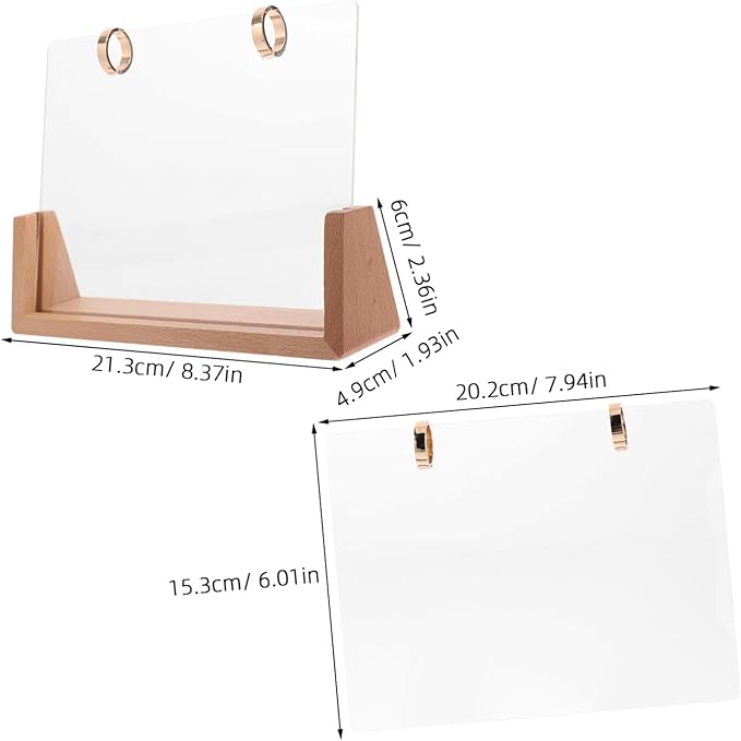DOITOOL 1 Set Wooden Desk Calendar Base Sturdy Flip Calendar Support for Desktop Elegant and Functional Quick Setup for Office Decor Beechwood with Acrylic and Metal Circles