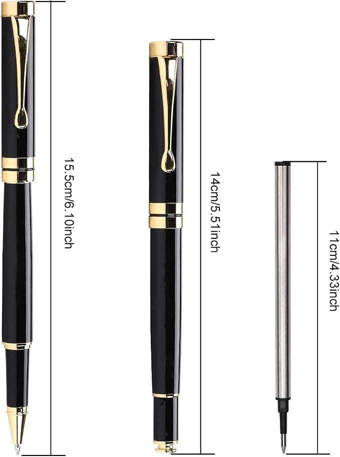 YIVONKA Luxury Ballpoint Pens Best Ball Pen Gift Set for Men & Women Professional Executive Office Nice BallPens Classy Gift Box Ballpoint Black Refill Line width 0.5mm (Black Gold)