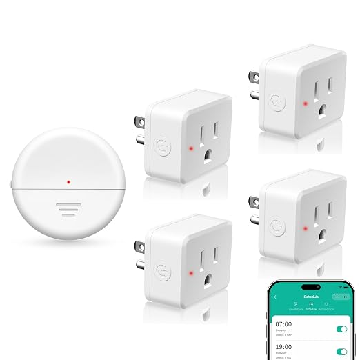 NineLeaf Wireless Motion Sensor WiFi Slim Outlet 260FT Remote Smart Switch | Adjustable Sensing Mode, App Control, WIFI Auto Control Lights Fan Appliances, No Wiring,Garage,1Sensor 4Plugs
