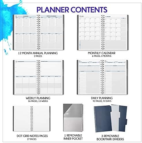 Panda Planner 2026 Undated Daily Planner 5.75" x 8.25" – 90-Day Spiral Academic & Productivity Planner with Hourly Schedule, Habit Tracker, To-Do List & Monthly Calendar – ADHD-Friendly Panda Journal (Gray)