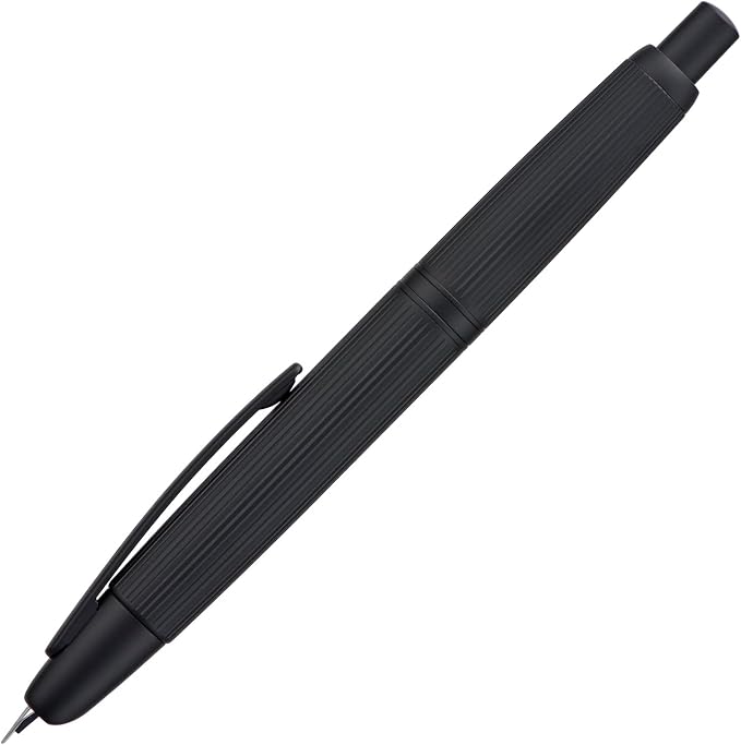 Jinhao 10 Press Fountain Pen with Box, Matt Black Chromium Retractable Medium Nib with Ink Converter Set (Clip Version)
