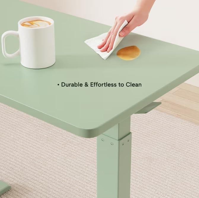 FLEXISPOT H7 Adjustable Overbed Bedside Table with Wheels Pneumatic Mobile Standing Laptop Desk Rolling Computer Cart Movable Overbed Table Hospital Home Use (27.6" W x 15.7" D,Mint Green)