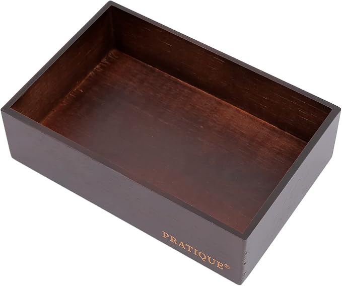 PRATIQUE Bamboo Drawer Organizer - Kitchen Utensil Organizer Silverware Tray Cutlery Holder，Office Desk Supplies and Accessories,8.9 * 5.9 * 2.6,Nut-brown