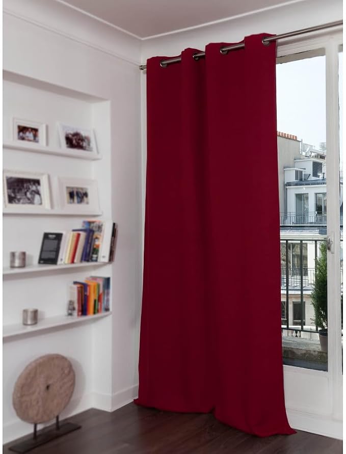 Moondream 3-in-1 Sound Insulation Curtain with Noise-Blackout-Thermal Insulation, Patented Technology, 55" Width x 84" Length, Red (Garnet MC330), Grommet, 1 Panel