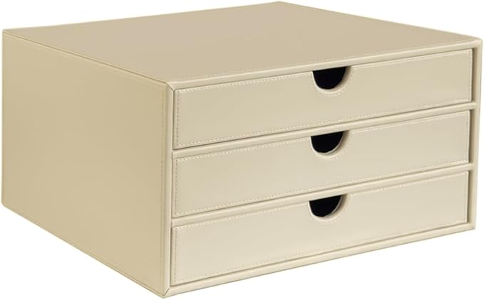 UnionBasic Document Organizer, 3-Drawer File Cabinet Document Storage Box, Office Desktop Filing Organizer, Seashell