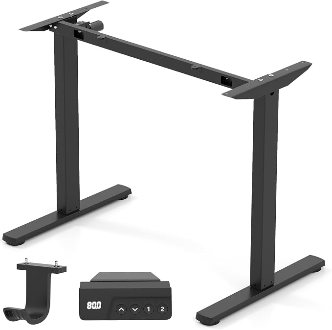 Tangkula Electric Standing Desk Frame, Height Adjustable Computer Desk Base with LED Display & 2 Memory Positions, Ergonomic Home Office Sit Stand Desk Legs for 40"-48" Tabletop (Black)