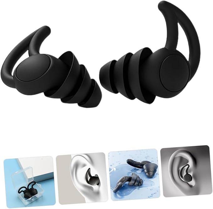 2pcs Noise Cancelling Silicone and Work Musician Soft Soundproof Protection for Noise Reduction Portable Black for Rest and Focus