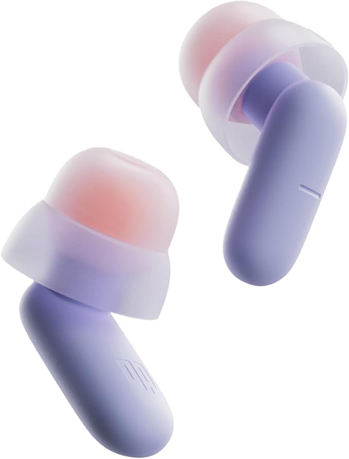 Dream Ear Plugs for Sleeping, 23dB Noise Reduction Silicone Ear Plugs with Patented Qufits Eartips and Carry Case, Reusable Earplugs for Sleep, Work, Deep Focus and Travel - Violet