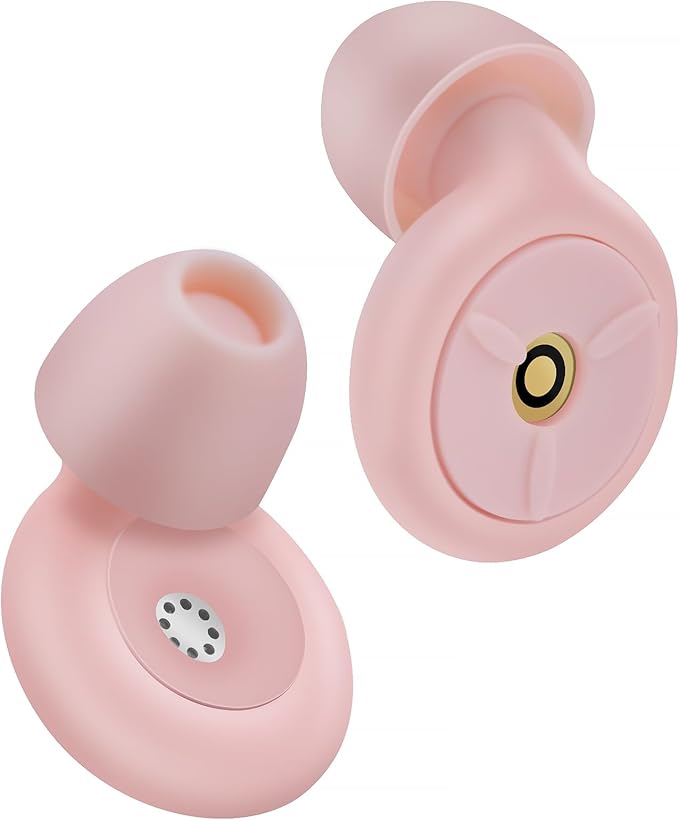 Ear Plugs for Sleeping Noise Cancelling, Dual-Core Filter, Reusable Hearing Protection – Up to 48dB Noise Reduction, Flexible Silicone – Ideal for Sleep, Focus, (Pink, One Size)