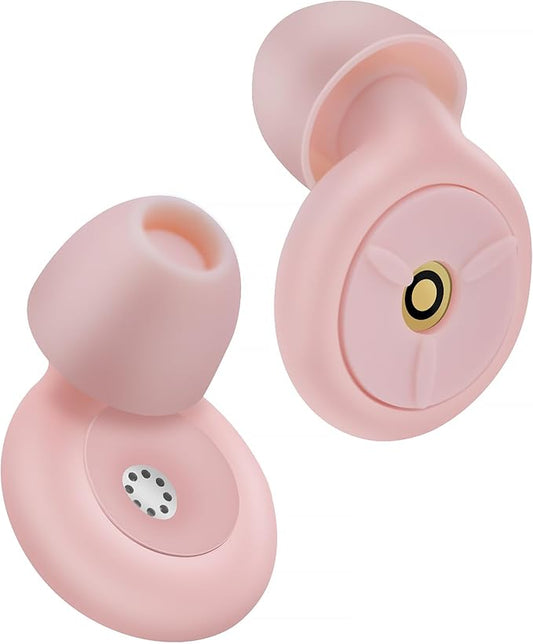 Ear Plugs for Sleeping Noise Cancelling, Dual-Core Filter, Reusable Hearing Protection – Up to 48dB Noise Reduction, Flexible Silicone – Ideal for Sleep, Focus, (Pink, One Size)