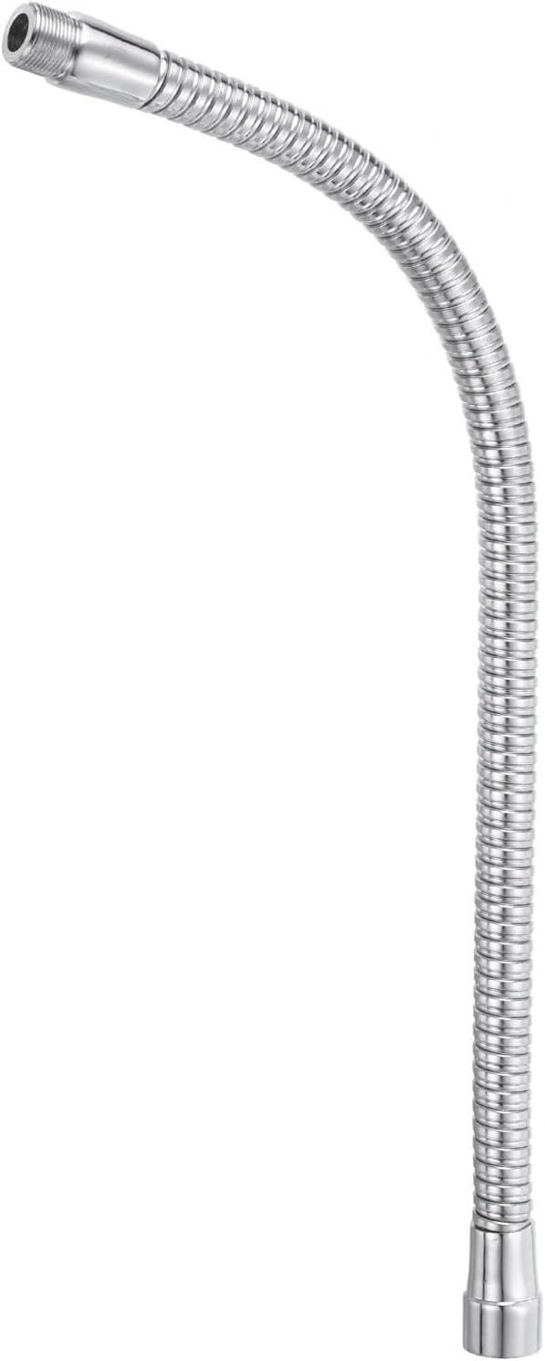 PATIKIL 16" Microphone Gooseneck, 5/8"-27 Thread Metal Universal Hose Flexible Arm Gooseneck Tube Extension for Multifunction DIY, Silver Tone