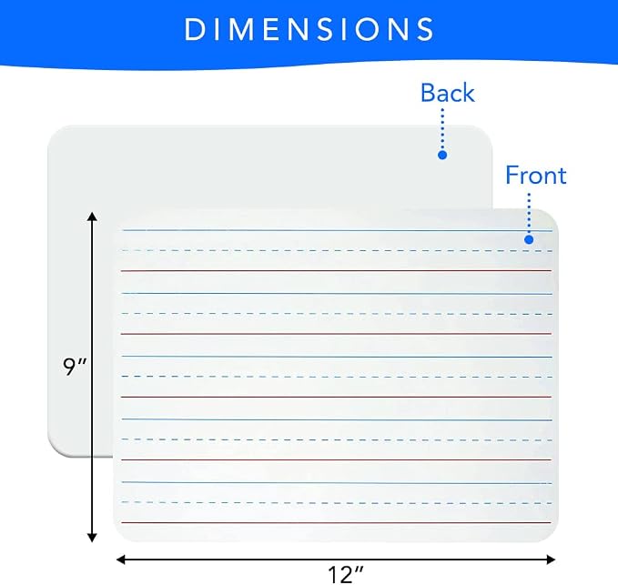 Small White Board- Small Dry Erase Board 4pk. with 4 Dry Erase Markers| Double Sided Lapboard Mini Dry Erase Board Perfect for Homeschool Supplies, Office, Classroom Ideal Dry Erase Board for Kids.