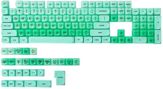 Guffercty kred HOA Profile Keycaps Set 132 PCS - PBT Cute Jelly Liquid Foundation Keycaps 60 Percent Compatible with Cherry MX Switch 60% 65% 75% 100% Mechanical Keyboards (Green Liquid Foundation)