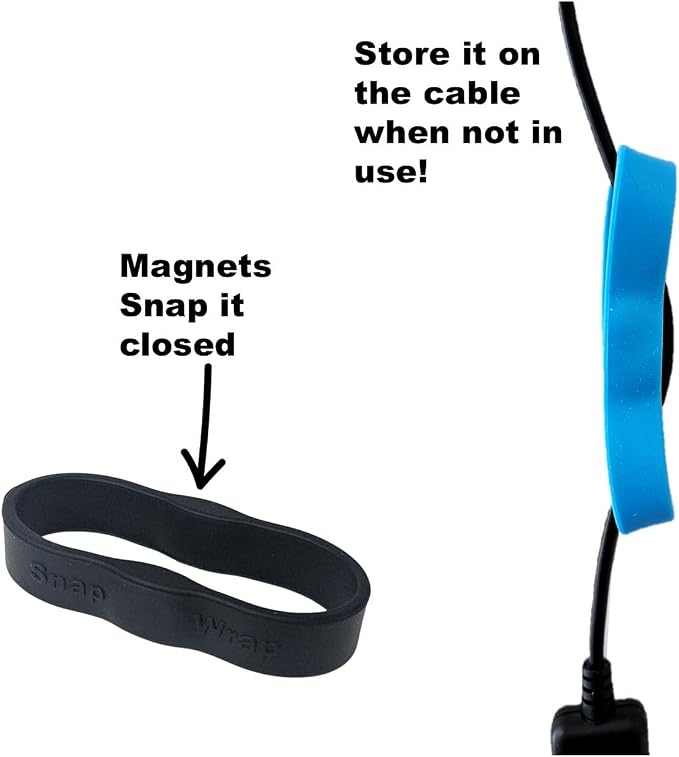 GoCJ Snap Wrap | Pro Silicone Magnetic Cable Organizer | 6-Pack | Easy One-Hand Operation | Tidy Cable & Wire Storage