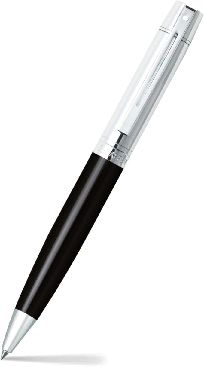 Sheaffer 300 Glossy Black Ballpoint Pen with Bright Chrome Cap and Chrome-Plated Trim