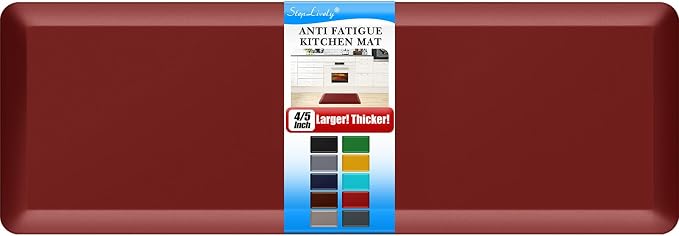 4/5 Inch Thick Kitchen Mat - Cushioned Anti Fatigue Mats for Kitchen Floor - Easy to Clean, Waterproof, Non-Slip Kitchen Rug for Sink, Office, Kitchen (24''x70'' Red)