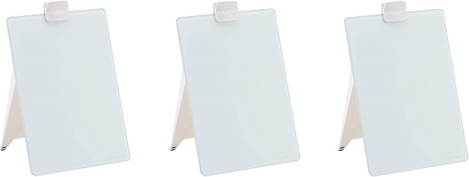 Quartet Glass Whiteboard Desktop Easel, 9 x 11 inches, White Dry Erase Surface (GDE119) (Pack of 3)