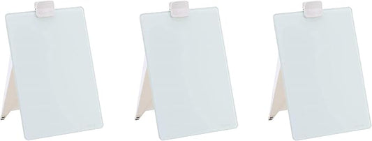 Quartet Glass Whiteboard Desktop Easel, 9 x 11 inches, White Dry Erase Surface (GDE119) (Pack of 3)