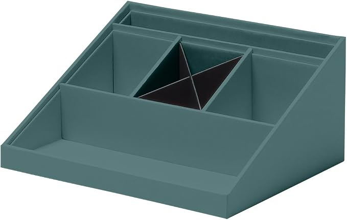 Rössler SOHO desk organiser | Multifunctional desk accessory with 6 compartments | Ideal as an office organiser, pen holder or filing system | Space-saving & hand-glued | Colour: Opal Green