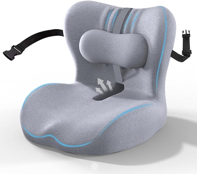 Memory Foam Seat Cushion for Office Chair,Sciatica Pain Relief Coccyx Cushion for Tailbone Pain,Orthopedic Gel Seat Cushion for Car,Non-Slip Bottom and Breathable Cover(Grey)