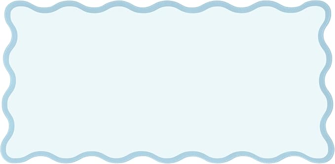 Scalloped Desk Mat, 31.5" x 15.7", PU Leather, Waterproof Anti-Slip, Cute Aesthetic Desk Pad for Office/Home/Game/Vanity (Blue, 31.5" x 15.7")